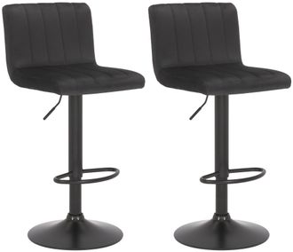 Clp Set De 2 Taburetes De Bar Jamie En Terciopelo Negro