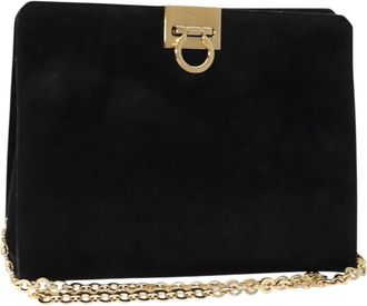 Ferragamo Gancini Chain Shoulder Bag Suede Suede Shoulder Bag Bag (Pre-Owned)