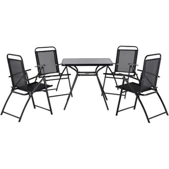 Beliani Beliani - Outdoor Dining Set Black 4 Net Chairs 5 Pieces Livo