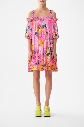 Camilla Off Shoulder Frill Dress With Straps in Illustration Nation at Nordstrom, Size X-Small