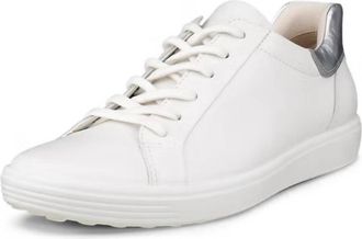 Ecco Womens Soft 7 Leather Sneaker In White/pure Silver