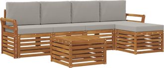 vidaXL Conjunto De Sof&aacute;s De Exterior 6 Uds. Gris Natural Y Claro Vidaxl