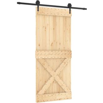 vidaXL Puerta Corredera Con Herrajes Madera Maciza De Pino 90x210 Cm Vidaxl