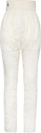 Philipp Plein Lange Broek Kant - Dames - Slim Fit Broeken - Beige - XS - Polyester - Broeken