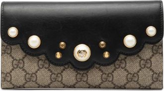 Gucci Pre-owned Gucci GG Supreme Pearl Studded Peony Long Wallet Ladies 0SUNO1F9HV5LO96U
