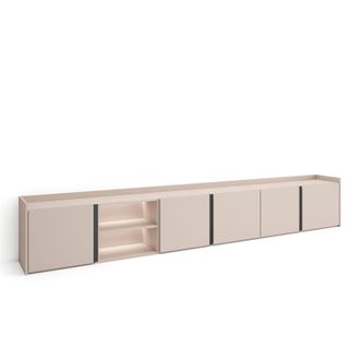 Skraut Home Mueble tv efecto madera beige 309x35x50cm con Led