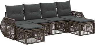 vidaXL Conjunto De Sof&aacute;s De Jard&iacute;n 6 Uds. Gris Y Gris Oscuro Vidaxl