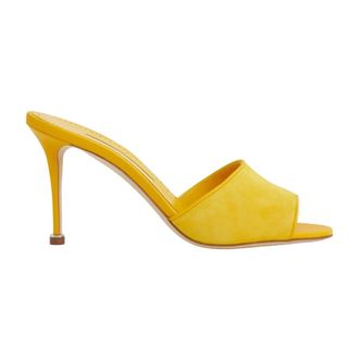 Manolo Blahnik Heeled Mules, female, Yellow, Size: 7 1/2 US Larache 90 Stiletto Flip-Flops