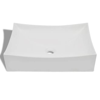 Berkfield Home White Bathroom Ceramic Porcelain Sink Art Basin White High Gloss