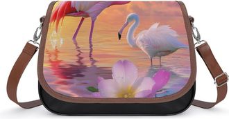 Generic Flamingo Roseate Spoonbill Butterfly Small Womens Crossbody Bags Shoulder Handbag with Adjustable Strap for Travel