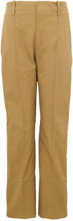 Bottega Veneta Beige Katoenen Twill Broek - Dames - Straight fit broeken - Bruin - 2XS - Katoen - Broeken