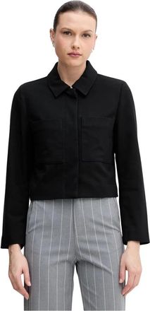 Benetton Cropped Collared Jacket - Dames - Jassen - Zwart - Maat: XL Wol