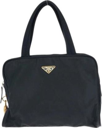 Prada Pre-owned Tessuto Nylon Leather Tote Bag - Dames - Vintage Handtas - Zwart - ONE Size - Nylon - Vintage