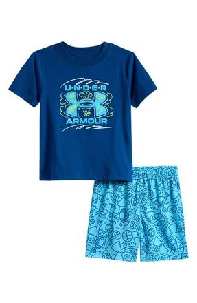 Under Armour Kids UA Tech T-Shirt & Shorts Set in Varsity Blue at Nordstrom, Size 24M
