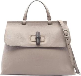 Gucci Pre-owned Leather gucci-bags - Dames - Vintage Handtas - Grijs - ONE Size - Vintage