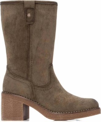 Refresh Womens Suede Block Heel Boots In Khaki