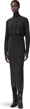 AllSaints Sabine Dress Womens Dress Charcoal Grey : SM, Elastane/Polyamide/Wool