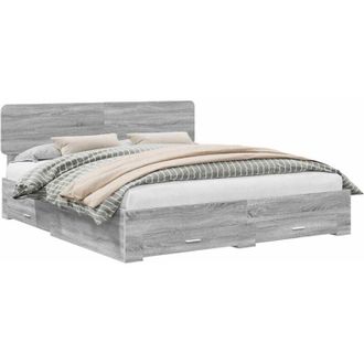 vidaXL Bed Frame with Drawer Grey Sonoma 200 x 200 cm Engineered Wood vidaXL
