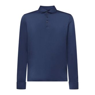 Fedeli Polo Shirts, male, Blue, Size: 2XL Cotton Polo Shirt