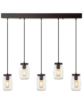 Jonathan Y Designs Jonathan Y Gaines 33.25In 5-Light Mason Jar Linear Led Pendant