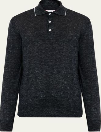 Brunello Cucinelli Mens Cashmere Tipped-Collar Polo Sweater