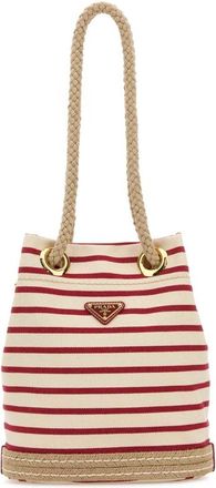 Prada Embroidered Canvas Bucket Bag