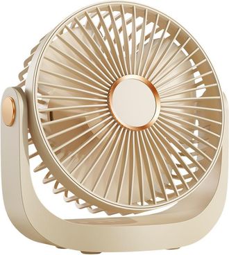 OEM Ventilador De Escritorio Con Luz Nocturna, Ventilador Port&aacute;til Silencioso Con Bater&iacute;a Recargable Por Usb, Rotaci&oacute;n De 360&deg;, 5 Velocidades, Color Beige