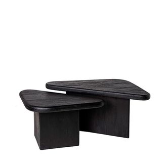 Koketto Home Set 2 mesas rectangulares bordes redondeados en madera negra
