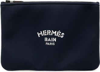 Hermès Navy Polyamide Clutch Bag Pouch (Pre-Owned)