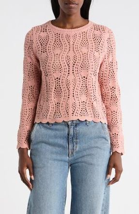 Adrianna Papell Pointelle Sweater in Mellow Rose at Nordstrom Rack, Size X-Small