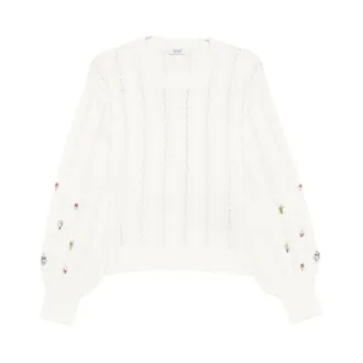 Liu Jo Jumpers - female - Liu Jo - Round-neck Knitwear - White - XS - Knitwear
