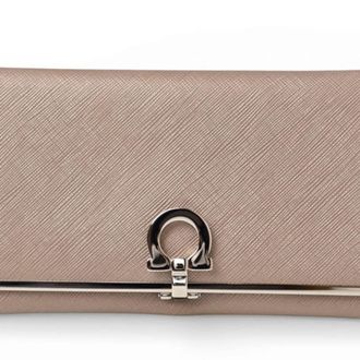 Ferragamo Gancini Leather Long Wallet (Bi-Fold) (Pre-Owned)