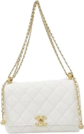 Chanel Pre-owned Ap 2289 Calfskin Chain Wallet - Dames - Vintage Schoudertas - Wit - ONE Size - Leer - Vintage