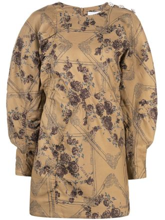 Ganni Abito con effetto jacquard a fiori - Toni neutri