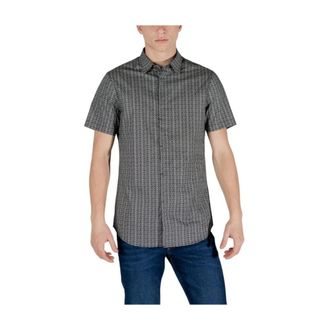 A|X Armani Exchange Short Sleeve Printed Shirt - Heren - Korte mouwen Overhemden - Zwart - 2XL - Katoen - Overhemden