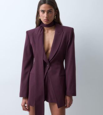 Asos ASOS X THE SOURCED COLLECTION blazer relaxed con sciarpa color prugna-Neutro