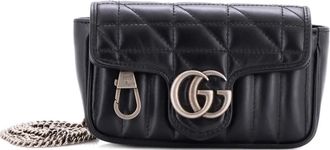 Gucci Borsa a tracolla GG Marmont super mini in pelle matelass&egrave; con battente - Nero
