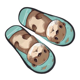 Generic Camping Slippers Cartoon Cute Beaver, Black Non-Slip Slipper Soft Indoor Shoes For Bedroom Home Room L