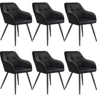 TecTake Dining Chair Marilyn Set Of 6 - Black/Black in Black | Size: 6 Pack