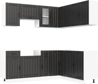 vidaXL Vidaxl - Mueble De Cocina Kalmar Negra 11 Piezas Madera Contrachapada