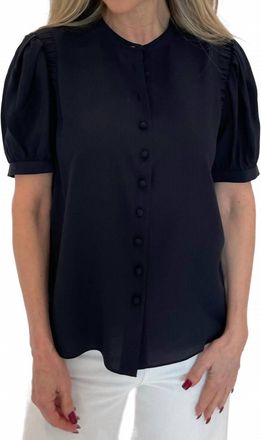 Frame Denim Silk Gathered Top In Navy