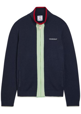 Casablanca Casablanca Logo-embroidered Fine-knit Wool Track Jacket - Navy - XL