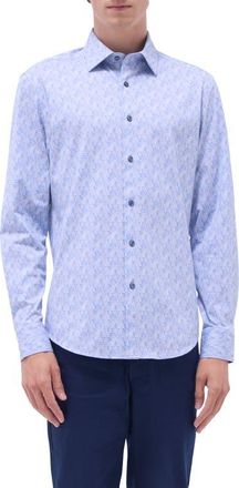 Bugatchi Jimmy OoohCotton Button-Up Shirt in Air Blue at Nordstrom, Size Xxx-Large