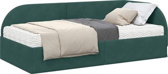vidaXL Estructura De Cama Esquina Con Colch&oacute;n 2 Uds. Verde Oscuro Vidaxl