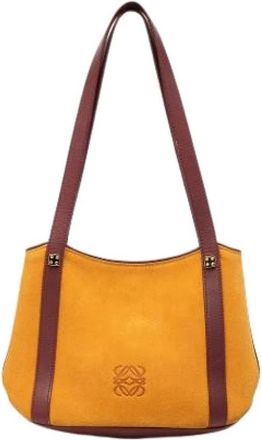 Loewe Pre-owned Suede Shoulder Bag - Dames - Vintage Schoudertas - Geel - ONE Size - Leer - Vintage