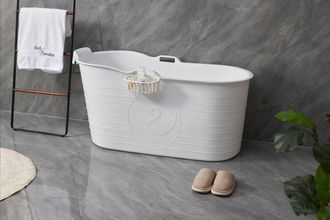 Fimous Bathtub Freestanding Bath for Hot Bath & Ice Bath for Small Bathroom White