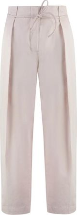 Yves Salomon Broek met riem en cropped model van katoen - Dames - Wijde Broeken - Roze - M - Katoen - Broeken