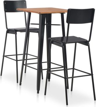 vidaXL Vidaxl - Conjunto De Mesa Alta Y Taburetes 3 Piezas Acero Negro