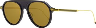 Thom Browne Unisex Pilot Sunglasses TB809 CNVYGLD Navy/Gold 55mm