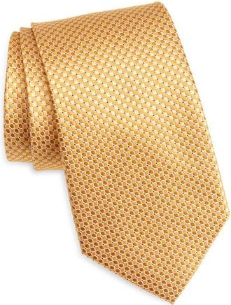 Nordstrom Solid Textured Silk Tie in Yellow at Nordstrom